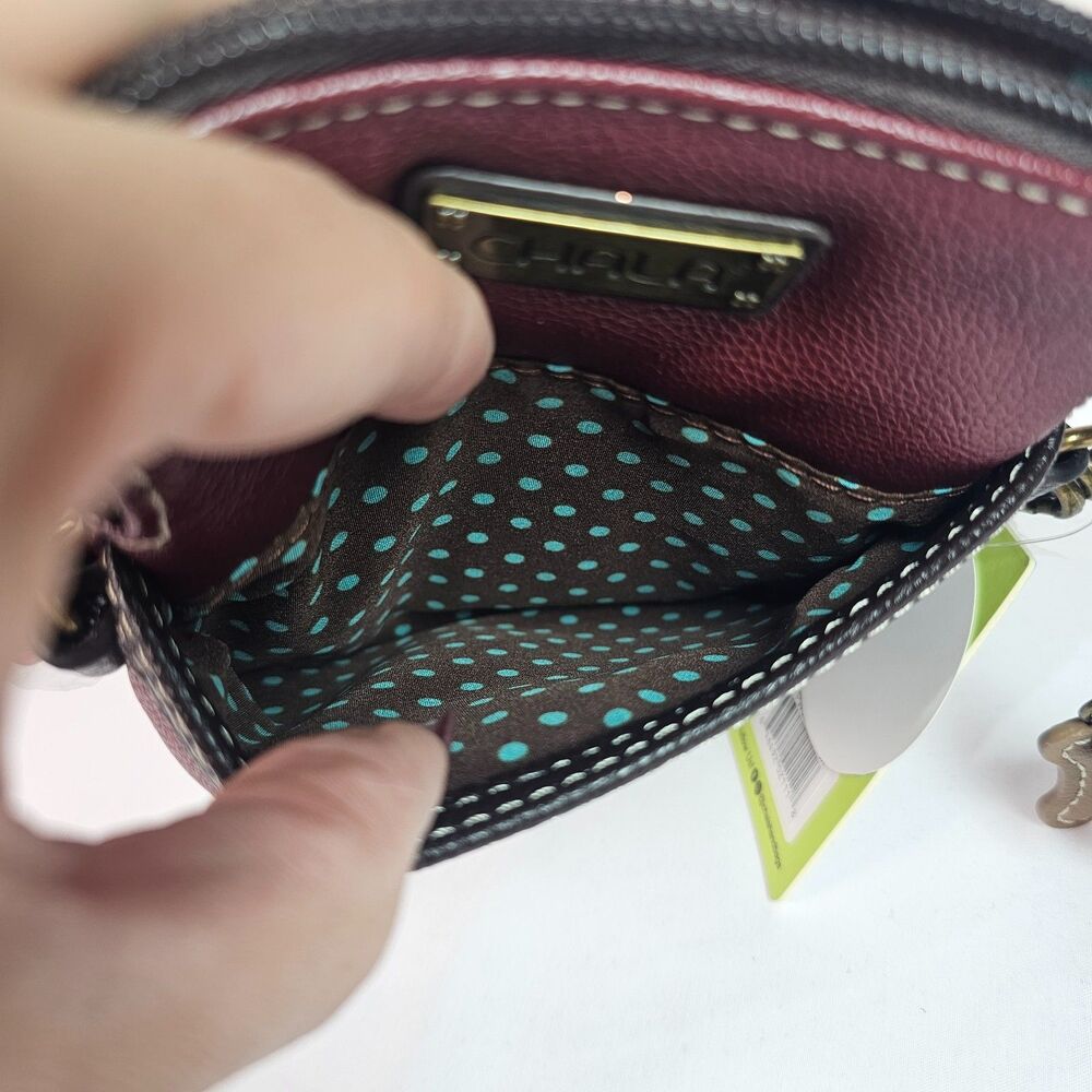 Chala Paw Print Crossbody Phone Bag Maroon NWT Vegan Dog Lover Purse - Picture 7 of 12